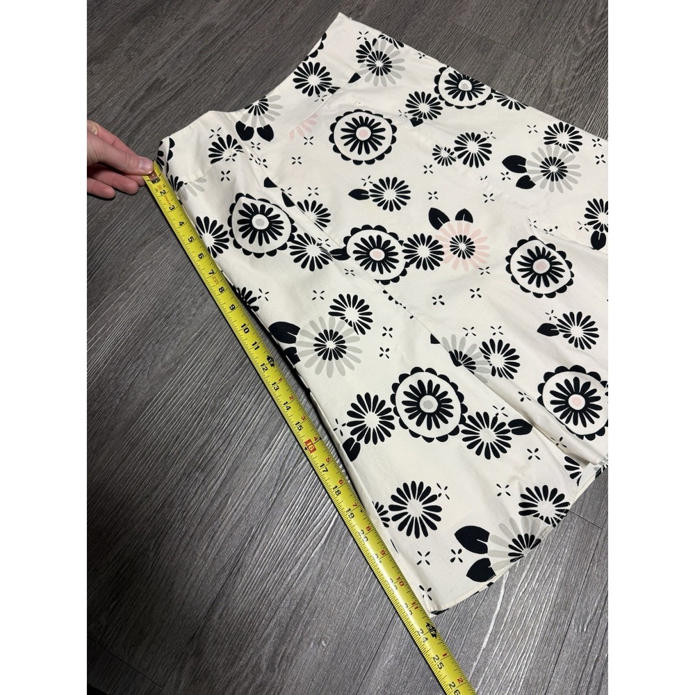 GAP Flounce Hem Retro Flower Print Skirt - SZ 8 Ivory, Black, Gray & Pink - Picture 6 of 7